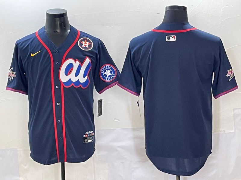 Men 2025 Houston Astros Blank Drak Blue All star Nike MLB Jersey style 3